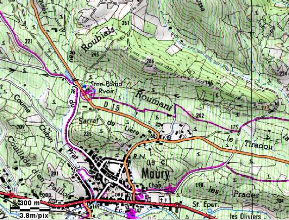 Carte des alentours de Maury Carte des alentours de Maury